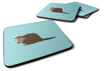 Load image into Gallery viewer, Eurasian Beaver Blue Check Foam Coaster  BB8047FC