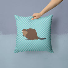 Load image into Gallery viewer, Eurasian Beaver Blue Check Throw Pillow - 14x14 Decorative Pillow – Art for Your Home &amp; Patio BB8047PW1414