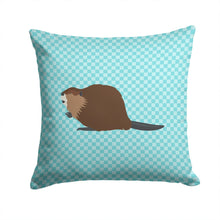 Load image into Gallery viewer, Eurasian Beaver Blue Check Throw Pillow - 14x14 Decorative Pillow – Art for Your Home &amp; Patio BB8047PW1414