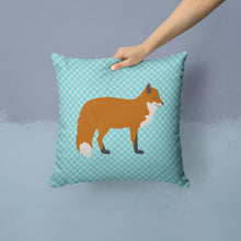 Load image into Gallery viewer, Red Fox Blue Check Throw Pillow - 14x14 Decorative Pillow – Art for Your Home &amp; Patio BB8050PW1414