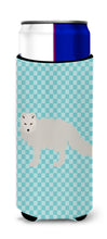 Load image into Gallery viewer, White Arctic Fox Blue Check   Hugger for slim cans