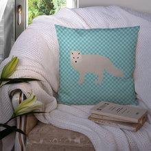 Load image into Gallery viewer, White Arctic Fox Blue Check Throw Pillow - 14x14 Decorative Pillow – Art for Your Home &amp; Patio BB8051PW1414
