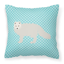 Load image into Gallery viewer, White Arctic Fox Blue Check Fabric Decorative Pillow BB8051PW1818