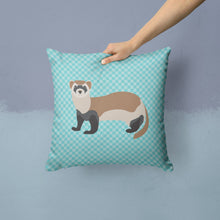 Load image into Gallery viewer, Ferret Blue Check Throw Pillow - 14x14 Decorative Pillow – Art for Your Home &amp; Patio BB8052PW1414