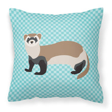 Load image into Gallery viewer, Ferret Blue Check Fabric Decorative Pillow BB8052PW1818