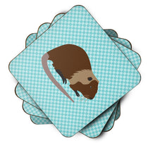 Load image into Gallery viewer, Coypu Nutria River Rat Blue Check Foam Coaster  BB8053FC
