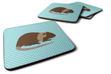Load image into Gallery viewer, Coypu Nutria River Rat Blue Check Foam Coaster  BB8053FC