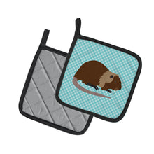 Load image into Gallery viewer, Coypu Nutria River Rat Blue Check Pot Holders - Set of 2 - Heat-Resistant Kitchen Essentials BB8053PTHD