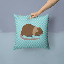 Load image into Gallery viewer, Coypu Nutria River Rat Blue Check Throw Pillow - 14x14 Decorative Pillow – Art for Your Home &amp; Patio BB8053PW1414
