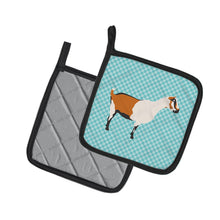 Load image into Gallery viewer, Alpine Goat Blue Check Pot Holders - Set of 2 - Heat-Resistant Kitchen Essentials