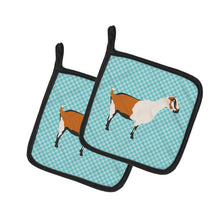 Load image into Gallery viewer, Alpine Goat Blue Check Pot Holders - Set of 2 - Heat-Resistant Kitchen Essentials