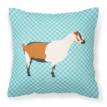 Load image into Gallery viewer, Alpine Goat Blue Check Fabric Decorative Pillow BB8054PW1818