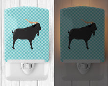 Load image into Gallery viewer, Verata Goat Blue Check Ceramic Night Light BB8056CNL