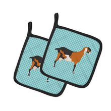 Load image into Gallery viewer, Anglo-nubian Nubian Goat Blue Check Pot Holders - Set of 2 - Heat-Resistant Kitchen Essentials BB8057PTHD