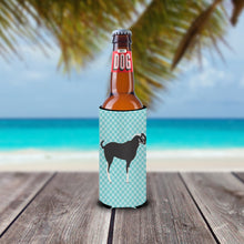 Load image into Gallery viewer, Black Bengal Goat Blue Check   Hugger for slim cans