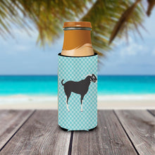 Load image into Gallery viewer, Black Bengal Goat Blue Check   Hugger for slim cans