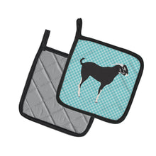 Load image into Gallery viewer, Black Bengal Goat Blue Check Pot Holders - Set of 2 - Heat-Resistant Kitchen Essentials BB8058PTHD
