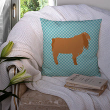 Load image into Gallery viewer, American Lamancha Goat Blue Check Throw Pillow - 14x14 Decorative Pillow – Art for Your Home &amp; Patio BB8059PW1414