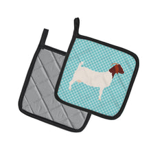 Load image into Gallery viewer, Boer Goat Blue Check Pot Holders - Set of 2 - Heat-Resistant Kitchen Essentials BB8060PTHD