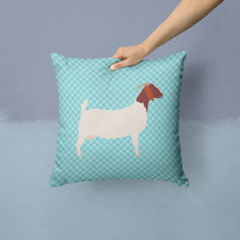 Load image into Gallery viewer, Boer Goat Blue Check Throw Pillow - 14x14 Decorative Pillow – Art for Your Home &amp; Patio BB8060PW1414