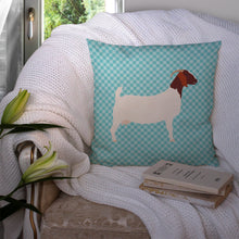 Load image into Gallery viewer, Boer Goat Blue Check Throw Pillow - 14x14 Decorative Pillow – Art for Your Home &amp; Patio BB8060PW1414