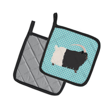 Load image into Gallery viewer, Welsh Black-Necked Goat Blue Check Pot Holders - Set of 2 - Heat-Resistant Kitchen Essentials BB8061PTHD