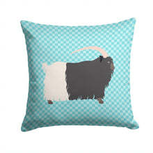 Load image into Gallery viewer, Welsh Black-Necked Goat Blue Check Throw Pillow - 14x14 Decorative Pillow – Art for Your Home &amp; Patio BB8061PW1414