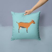 Load image into Gallery viewer, Oberhasli Goat Blue Check Throw Pillow - 14x14 Decorative Pillow – Art for Your Home &amp; Patio BB8062PW1414