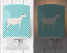 Load image into Gallery viewer, Saanen Goat Blue Check Ceramic Night Light BB8063CNL
