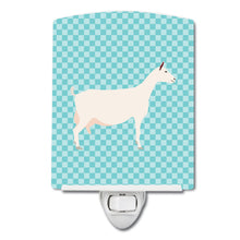 Load image into Gallery viewer, Saanen Goat Blue Check Ceramic Night Light BB8063CNL