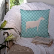 Load image into Gallery viewer, Saanen Goat Blue Check Throw Pillow - 14x14 Decorative Pillow – Art for Your Home &amp; Patio BB8063PW1414