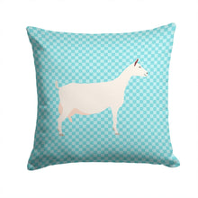 Load image into Gallery viewer, Saanen Goat Blue Check Throw Pillow - 14x14 Decorative Pillow – Art for Your Home &amp; Patio BB8063PW1414
