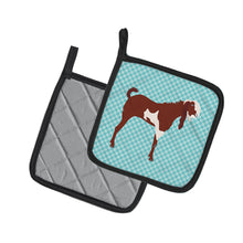 Load image into Gallery viewer, Jamnapari Goat Blue Check Pot Holders - Set of 2 - Heat-Resistant Kitchen Essentials BB8064PTHD