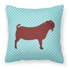 Load image into Gallery viewer, Kalahari Red Goat Blue Check Fabric Decorative Pillow BB8065PW1818