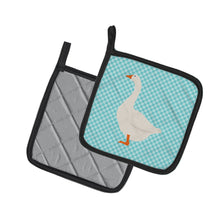 Load image into Gallery viewer, Embden Goose Blue Check Pot Holders - Set of 2 - Heat-Resistant Kitchen Essentials BB8066PTHD
