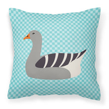 Load image into Gallery viewer, Pilgrim Goose Blue Check Fabric Decorative Pillow BB8067PW1818