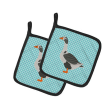 Load image into Gallery viewer, West of England Goose Blue Check Pot Holders - Set of 2 - Heat-Resistant Kitchen Essentials BB8069PTHD