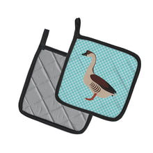 Load image into Gallery viewer, Chinese Goose Blue Check Pot Holders - Set of 2 - Heat-Resistant Kitchen Essentials BB8070PTHD