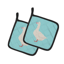 Load image into Gallery viewer, Roman Goose Blue Check Pot Holders - Set of 2 - Heat-Resistant Kitchen Essentials BB8072PTHD