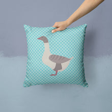 Load image into Gallery viewer, Buff Grey Back Goose Blue Check Throw Pillow - 14x14 Decorative Pillow – Art for Your Home &amp; Patio BB8075PW1414