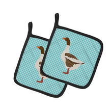 Load image into Gallery viewer, Pomeranian Rogener Goose Blue Check Pot Holders - Set of 2 - Heat-Resistant Kitchen Essentials BB8077PTHD