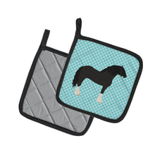 Load image into Gallery viewer, Pomeranian Rogener Goose Blue Check Pot Holders - Set of 2 - Heat-Resistant Kitchen Essentials BB8078PTHD