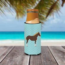 Load image into Gallery viewer, Percheron Horse Blue Check   Hugger for slim cans