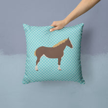Load image into Gallery viewer, Percheron Horse Blue Check Throw Pillow - 14x14 Decorative Pillow – Art for Your Home &amp; Patio BB8080PW1414