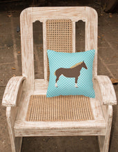 Load image into Gallery viewer, Percheron Horse Blue Check Fabric Decorative Pillow BB8080PW1818