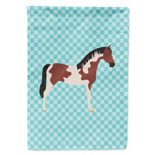 Load image into Gallery viewer, Pinto Horse Blue Check Flag Canvas House Size BB8081CHF