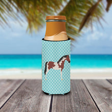 Load image into Gallery viewer, Pinto Horse Blue Check   Hugger for slim cans