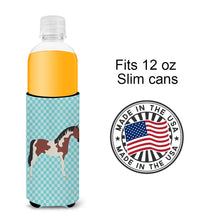 Load image into Gallery viewer, Pinto Horse Blue Check   Hugger for slim cans