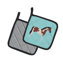 Load image into Gallery viewer, Pinto Horse Blue Check Pot Holders - Set of 2 - Heat-Resistant Kitchen Essentials BB8081PTHD