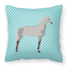Load image into Gallery viewer, Orlov Trotter Horse Blue Check Fabric Decorative Pillow BB8082PW1818